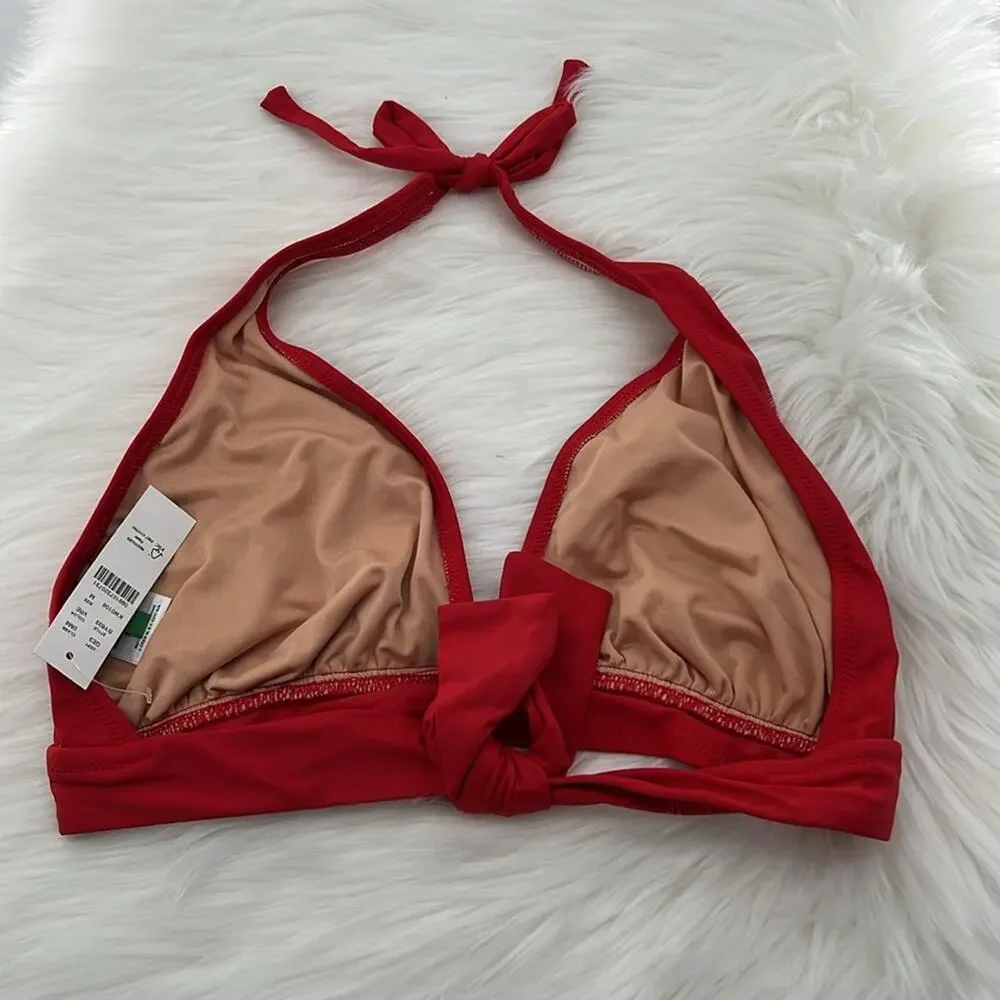 J. Crew Women's DD halter tie-back bikini top - Red - Medium - New with tags